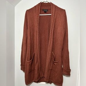 Tahari Burnt Orange Cable Knit Cardigan
